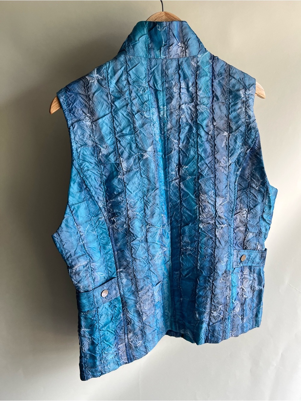 Erin London Vest Sleeveless Jacket Sz Lg Womens Blue Shimmer Turquoise EUC - Picture 5 of 5